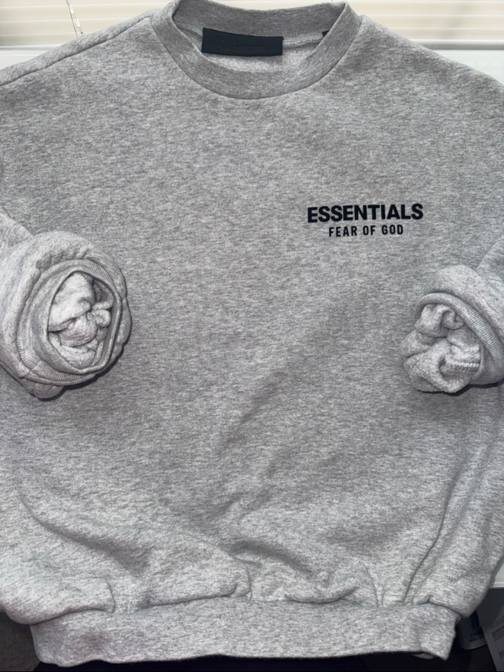 Fear of God ESSENTIALS Heather Gray Sweatshirt with Black Logo